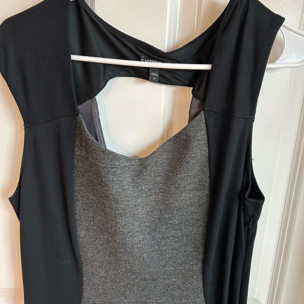 Black and Gray Sleeveless Dress